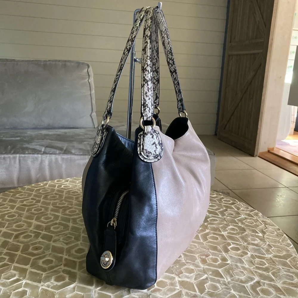 Coach Edie 31 Color-Blocked Shoulder Bag in natural/black